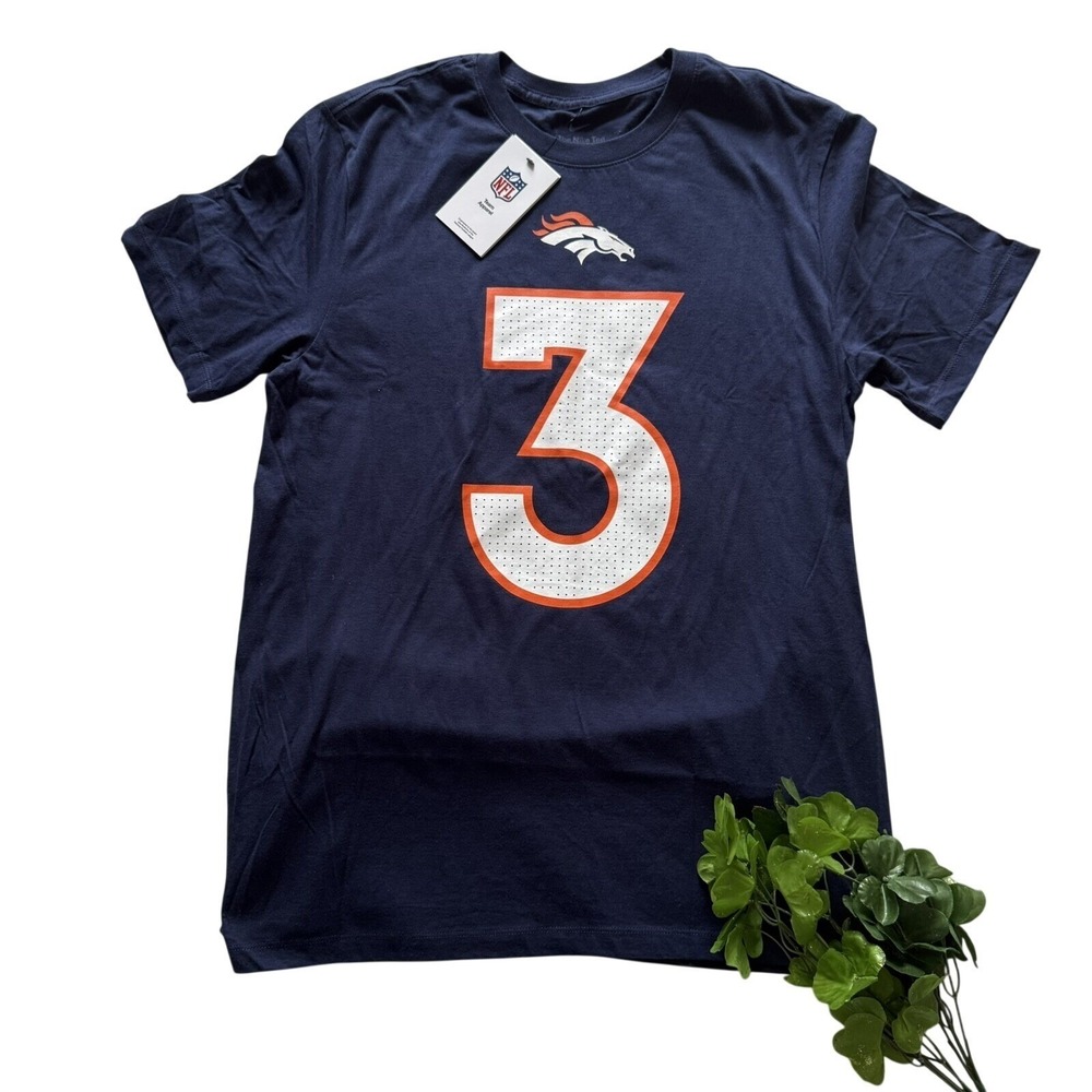 Nike NFL Denver Broncos Russell Wilson #3 Football T Shirt Mens M Navy Blue NWT - Picture 2 of 7